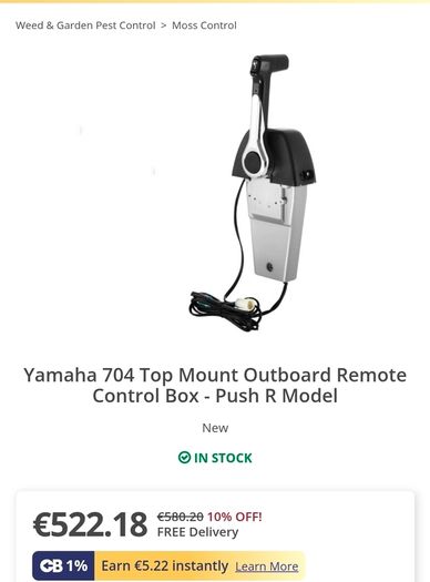 Genuine Oem Yamaha Outboard 704 Single Top Mount Binnacle Remote Control Box