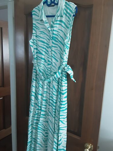 ladies buttoned belted dress
