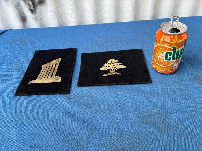 Pair of vintage velvet wall plaques