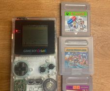 Perfect Xmas Gift Nintendo Gameboy Color Clear CGB-001 + Super Mario Land + Dr. Mario + Yakuman
