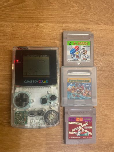 Perfect Xmas Gift Nintendo Gameboy Color Clear CGB-001 + Super Mario Land + Dr. Mario + Yakuman