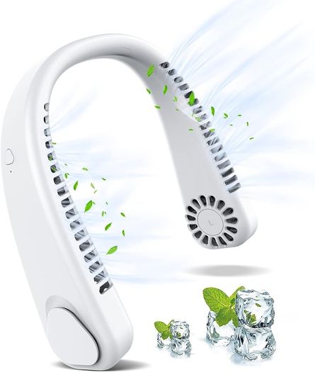 Neck Fan, Portable Hanging Neck Fan, Bladeless Mini Neck Fan, 3-Speed Hands-Free Personal Fan Rechargeable Wearable Fan, Headphone Design, for Home Office Travel Sports Outdoor