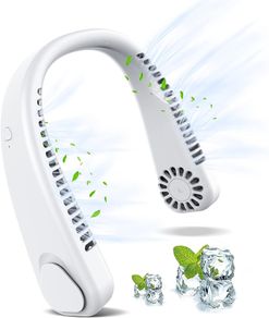 Neck Fan, Portable Hanging Neck Fan, Bladeless Mini Neck Fan, 3-Speed Hands-Free Personal Fan Rechargeable Wearable Fan, Headphone Design, for Home Office Travel Sports Outdoor