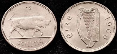 [#37] - Ireland 1966 | 1 Shilling | 1s | Bull | KM.14a | MS