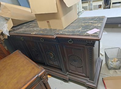 Antique marble top side board