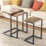Set of 3 Nesting Tables Modern Industrial Coffee Tables Space Saving Design Natural Wood and Black Metal Image 5