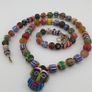 Vintage Venetian Style MultiColor Mix Glass With old Face Glass Pendant Necklace Image 8
