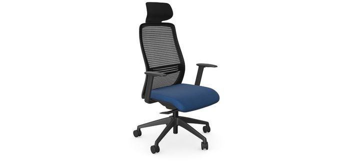 NV High Back Swivel Mesh Chair Black Frame with adjustable arms and headrest