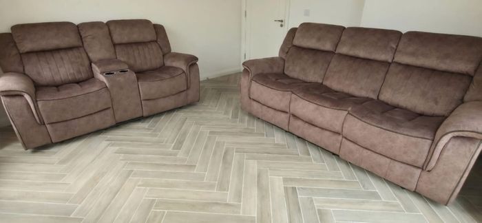 Gresham 3+2 or 3+1+1 Sand Fabric Recliner Sofa Set