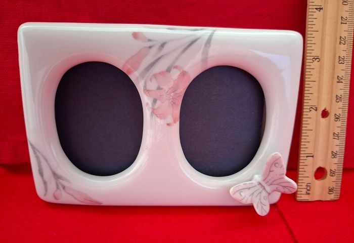 Vintage Ceramic Double Oval Photo Frame & Trinket Dish