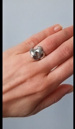 Vintage Children of Lir swan sterling silver ring size L