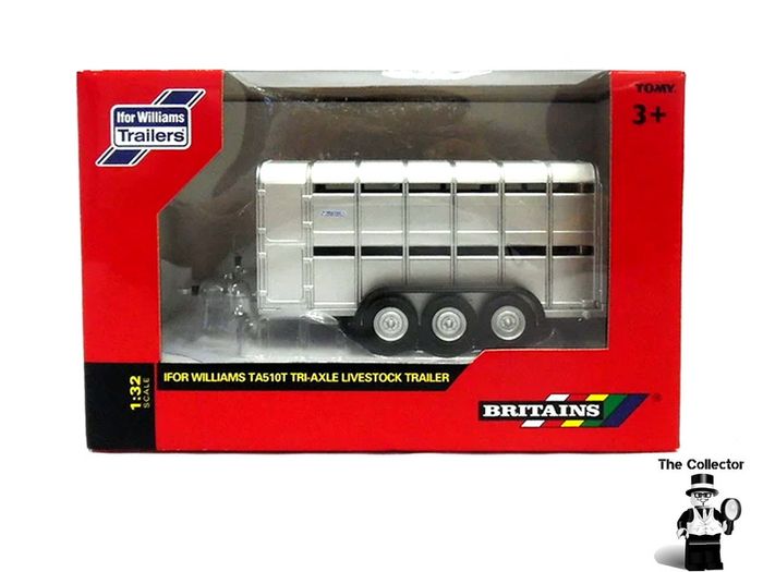 BRITAINS Ifor Williams Livestock Trailer  1:32 Brand New Sealed Authentic 1:32 scale model replica.Constructed from die cast metal and plastic.Compatible with most 1:32 scale Britains models.Suitable for indoor and outdoor play.