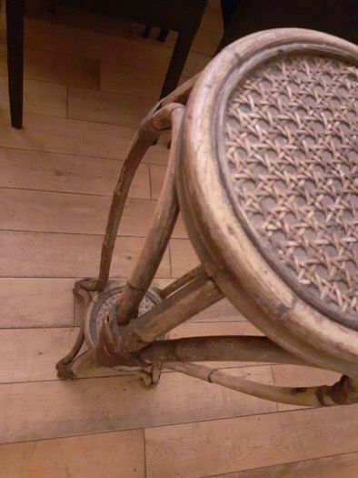 Rattan plant stand.