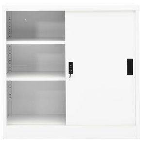 Office Cabinet with Sliding Door White 90x40x90 cm Steel