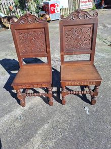 Two late 19th century hall chairs