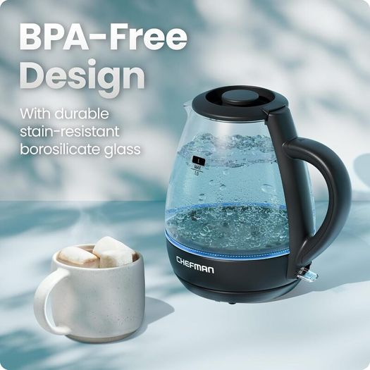 1L Electric Tea Kettle with LED Lights, Automatic Shut Off, Removable Lid, Boil-Dry Protection, Hot Water Electric Kettle Water Boiler, Electric Kettles for Boiling Water