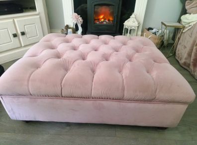 Custom Pink Velvet Footstool/ Ottoman