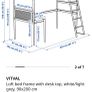 Loft bed frame with desk Image 4