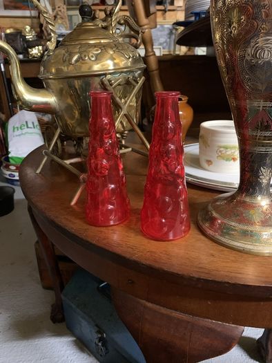 1960s  retro red bubble glass vases