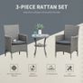 3PC Rattan Bistro Set 2 Armchair Glass Top Coffee Table Wicker Weave Furniture for Garden Outdoor Balcony Patio Image 3