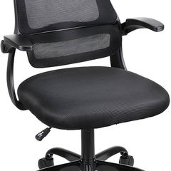 Adjustable ergonomic mesh swivel chair, office and study seat with lumbar support, height adjustment, 360 rotation, 90 flip-up armrests for home office(Black)