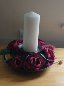 Rose Wreath Candle Arrangement, needs Attention