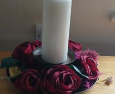 Rose Wreath Candle Arrangement, needs Attention