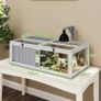 Wooden Tortoise House with Lamp Holder, Clear Windows, Openable Tops, Built-In Tray, Light Grey Image 3