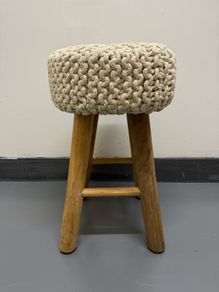 Stool with white knitted seat - 59cm
