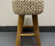 Stool with white knitted seat - 59cm