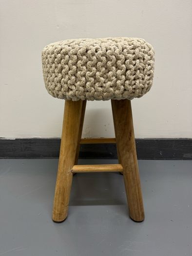 Stool with white knitted seat - 59cm