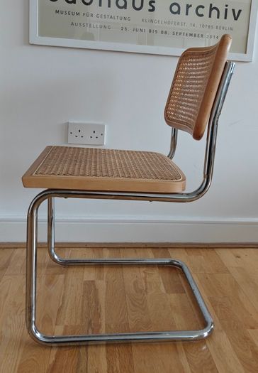 Pair of Mid-Century Modern Cesca Style Wicker & Chrome Dining Chairs
