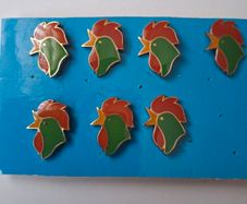 7 x Vintage Kalloggs Corn Flakes Rooster Logo Badges 1970's