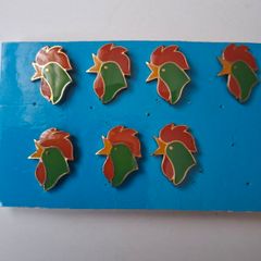 7 x Vintage Kalloggs Corn Flakes Rooster Logo Badges 1970's