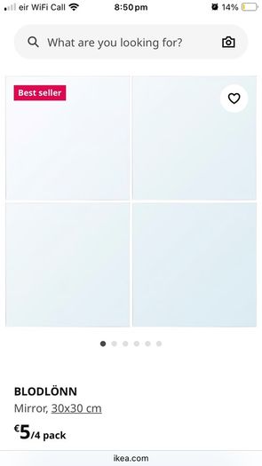 ikea mirrors; stick to wall