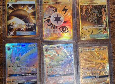 Gold & rainbow secret rare pokemon card bundle