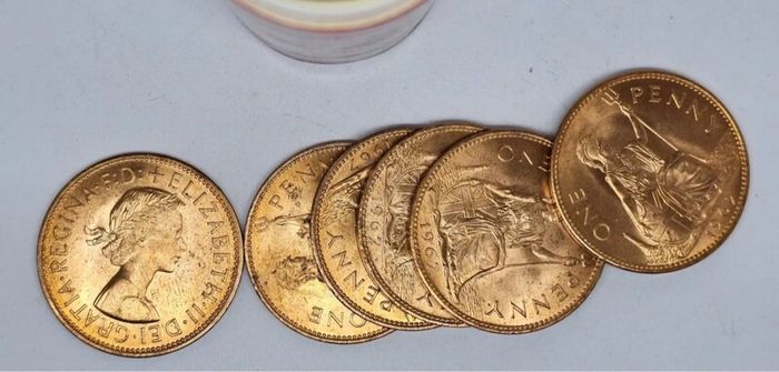 Great Britain 1967 Beautiful Uncirculated Penny Roll Tube of 50 Coins