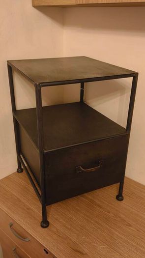 Pomax Home Collection Industrial Style Metal Designer Side Bedside Table Locker Drawer
