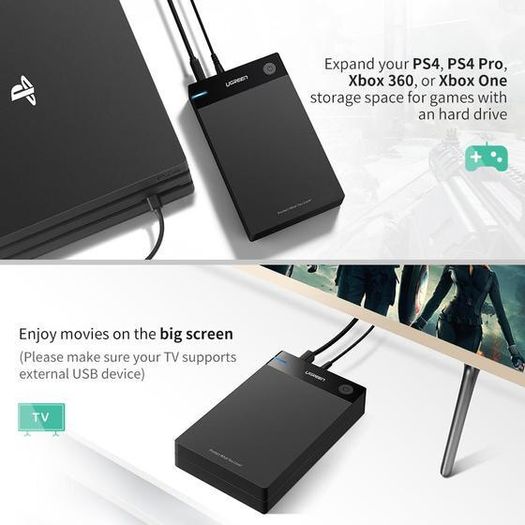 Ugreen USB 3.0 (UASP) SATA SSD/HDD 3.5"/2.5" External Enclosure Case/Caddy with Automatic Sleep Mode (UK Plug) (Brand New/Warranty)