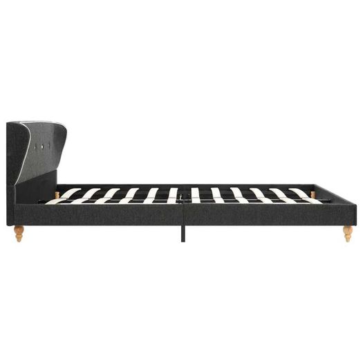 Bed Frame Dark Grey Burlap 135x190 cm