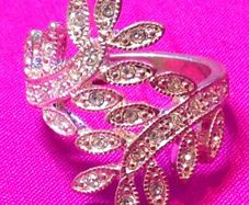 Vintage Crystal Leaf Ring