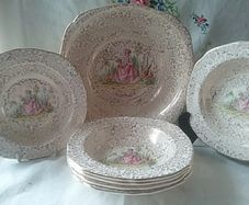 Seven Piece Crinoline Lady Dessert Set
