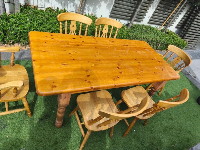 Wooden Table   6 chairs