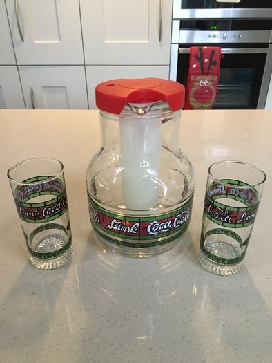 Coca Cola rare Tiffany style Jug set Made in Italy in the 70's . 50 + years old