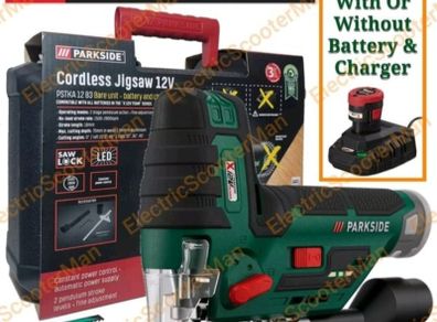 Parkside X12V Cordless Jigsaw / Accessories Set And Carry Case. Closing down sale - all must go! FREE X12V Cordless Led Work Light Included!