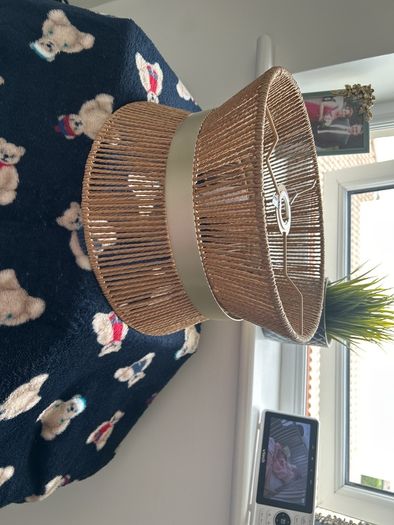 Brand new ceiling light - rattan and gold detail. 3 available