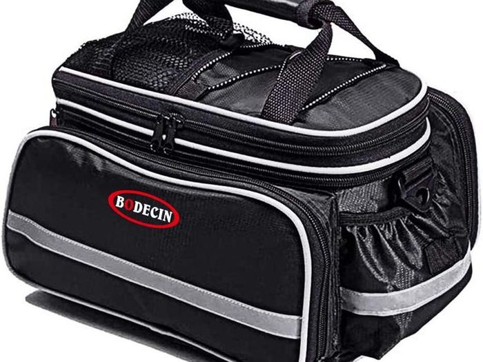 Bicycle Pannier, Outdoor Waterproof Multi- function Portable Bicycle Pack Bike Pannier Carrying Luggage Package Rack Panniers Rear Seat Trunk Bag with Rainproof Cover