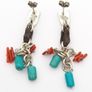 Vintage 925 Sterling Silver Turquoise & Carnelian Stud Earrings Image 4