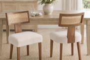 Vintage Rattan Dining Chairs Set of 2 Beige