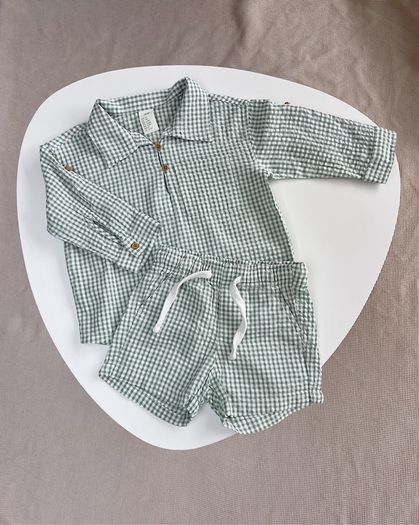 H&M 2 Piece Cotton Seersucker Set 6-9 Months, 74cm
